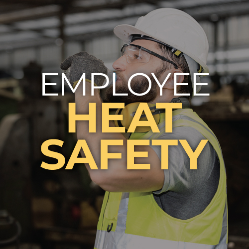 Worker drinking water for employee heat safety.