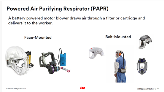 Slide on the Powered Air Purifying Respirator (PAPR)