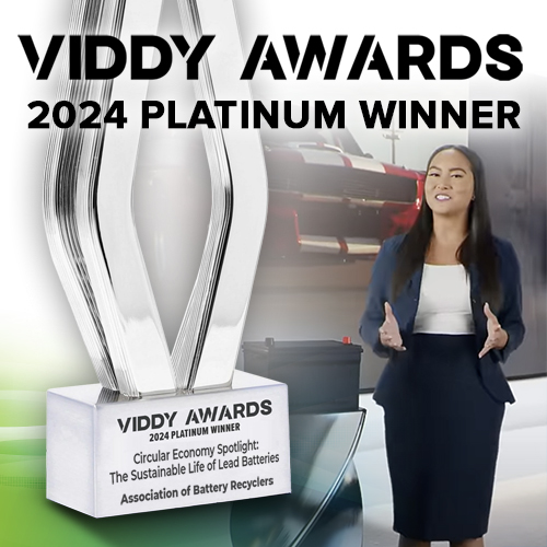 Platinum Viddy Award statue with a clip from the award-winning Circular Economy Snapshot video from ABR.